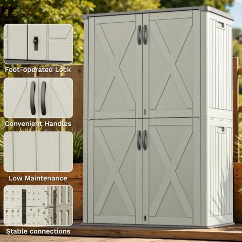 Patiowell 50 Cu.ft Resin Horizontal Outdoor Storage Shed, Plastic Cabinet - Image 4