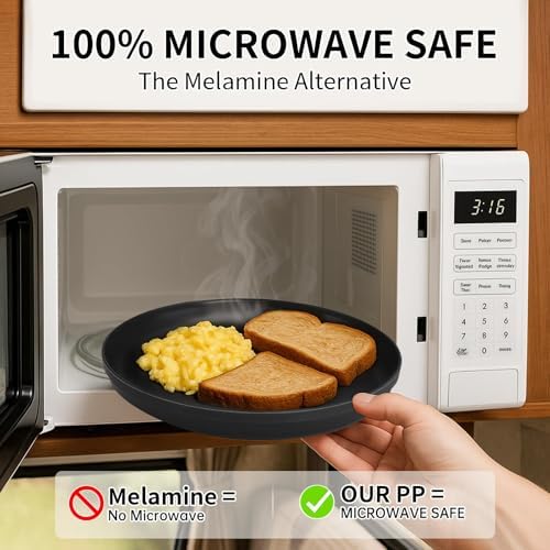 40 Piece Plastic Dinnerware Set for 8 with Cutlery, Unbreakable Plates and Bowls Set, Dishwasher & Microwave Safe Reusable Dish Set for Camping, RV, Outdoor Kitchen, Apartment Dining,Rainbow Multicol - Image 2