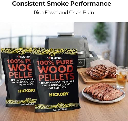 Kona 100% Hickory Smoker Pellets, Intended for Ninja Woodfire Outdoor Grill, 16 lb Resealable Bag - Image 5
