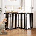 Freestanding Dog Gate Indoor,Doggie Gate Foldable Pet Gates for Doorways,Stairs or Hallways, Wooden Black Pet Gate for the House, Pet Fence with Support Feet Included,32 "Height-4 Panels by SFJC