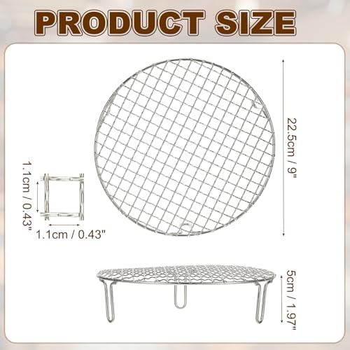 uxcell 9 Inch Round Cooking Rack, Stainless Steel Canning Racks with Legs, Barbecue Mesh Grill for Baking Cooling Steaming Cookware - Image 2