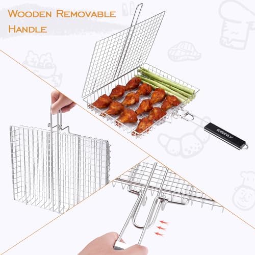 Eisinly BBQ Grilling Basket for Outdoor Grill with Removable Handle - Image 4