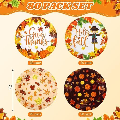 80 Pcs 7 Inch Thanksgiving Pumpkins Paper Disposable Plates - Image 3
