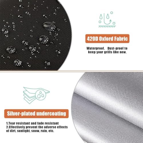 Small Grill Cover, 420D Oxford Fabric BBQ Cover with Handle Strap and Drawstring, Portable Outdoor Grill Protective for Camping Patio Balcony and Garage Storage - Image 6