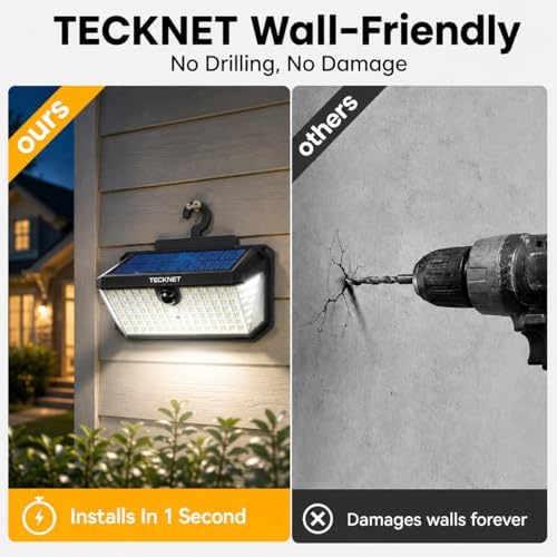 TECKNET 546 LED Motion Sensor Outdoor Lights with Remote Control Hook 2Pack - Image 6