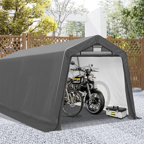 COVERONICS 8' x 14' Outdoor Portable Storage Shelter Shed, Grey - Image 3
