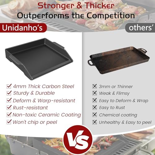 Cast Iron Griddle Gas Grill Pan Insert for Weber Charbroil Nexgrill Replacement Parts Universal Stove Top Flat Charcoal Cooking Plate Outdoor Camp Tailgating Teppanyaki Accessory 17" x 13" - Image 6