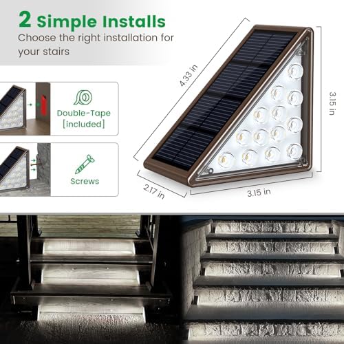 JOFIOS Solar Step Lights for Outside,6pack Solar Stair Lights Outdoor Waterproof IP67,Outdoor Deck Step Lights,Solar Outdoor Lights for Staircase,Patio,Front Step(Cool Brown) - Image 4