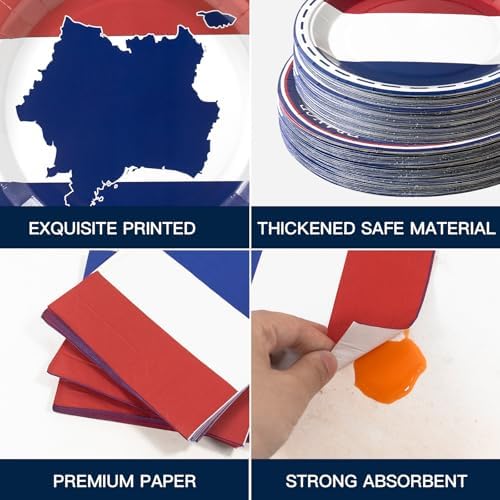 France French Flag Paper Plates and Napkins Party Supplies,Serves 60 - Image 3