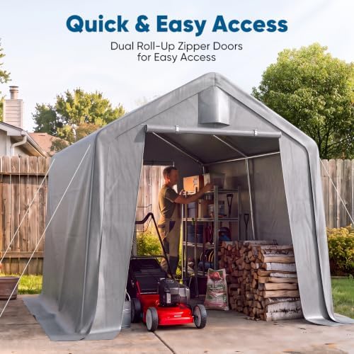 Quictent 8x8FT Storage Shelter Portable Shed with Roll-Up Door&Mesh Vents - Image 6