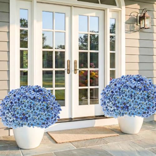 Powbrace 22 Pack Artificial Flowers for Outdoor Indoor Fake Plants(Blue) - Image 6