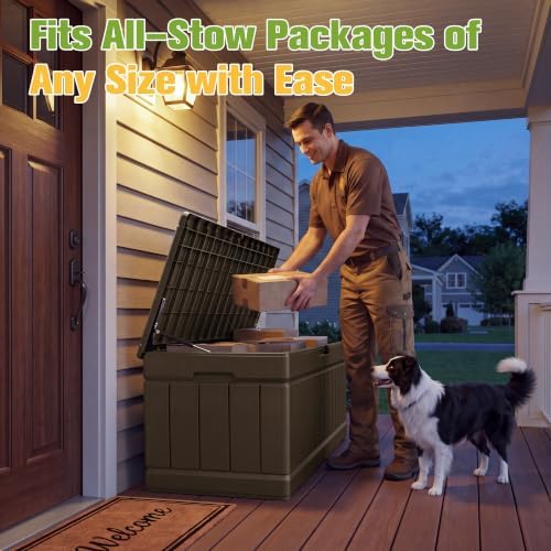 Greesum 82 Gallon Resin Deck Box All Weather Large Outdoor Storage for Patio Furniture, Toys, Garden Tools, Lockable, Brown - Image 6