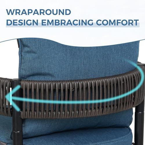 Grand patio 7-Piece Outdoor Dining Set for 6 with 1 Rectangle Expandable Table for 4-6 Person, Metal Woven Wicker Fixed Patio Chairs with Thickened Cushions for Yard, Poolside, Deck (Brown) - Image 3