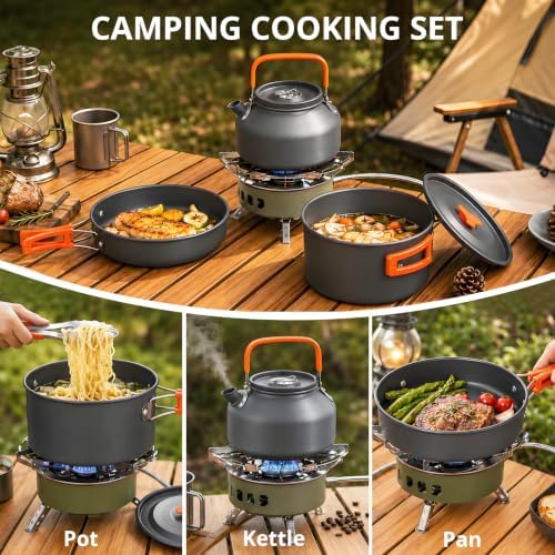 aiGear Camping Cookware with Pot Pan Kettle Cutlery Tableware 1-2 People - Image 5