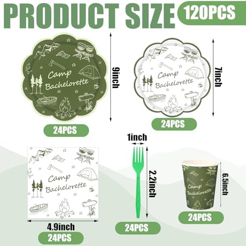 Zubebe 175 Pcs Camp Bachelorette Plates Cups Napkins Sets Serves 25 - Image 6