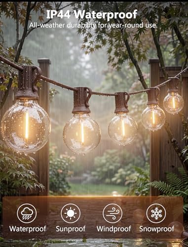 25FT LED G40 Outdoor String Lights with 25 Shatterproof Bulbs, Brown Wire - Image 4