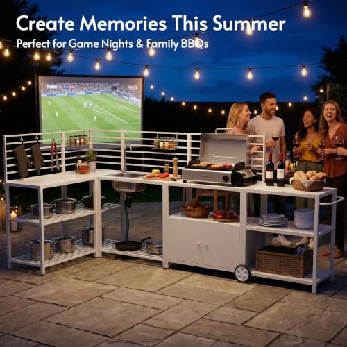 Modular Outdoor Kitchen Island with Sink, 5Pcs Prefab Outdoor Cabinets Kit - Image 7