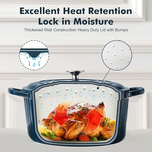 SENSARTE 3.5QT Enameled Cast Iron Dutch Oven Pot with Lid&Cotton Potholders - Image 6