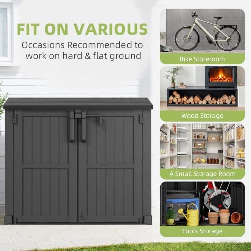 Bifanuo 36 Cu Ft Resin Outdoor Storage Shed, Horizontal Storage Cabinet - Image 5