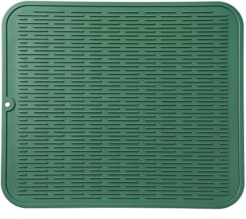 MicoYang Silicone Dish Drying Mat for Multiple Usage,Easy clean,Eco-friendly,Heat-resistant Silicone Mat for Kitchen Counter or Sink,Refrigerator or Drawer Liner Green 2XL 24 inches x 18 inches by MicoYang