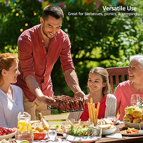 Sorbus Rib Rack for Smoking, Grill Roasting Stand (11", Black) - Image 6