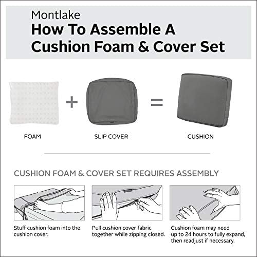 Classic Accessories Montlake Water-Resistant 23 x 22 x 4 Inch Patio Lounge Back Cushion, Light Charcoal Grey, Outdoor Loveseat Cushions - Image 3