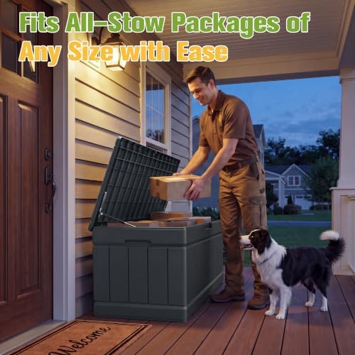 Greesum 82 Gallon Resin Deck Box All Weather Large Outdoor Storage for Patio Furniture, Toys, Garden Tools, Lockable, Dark Gray - Image 6