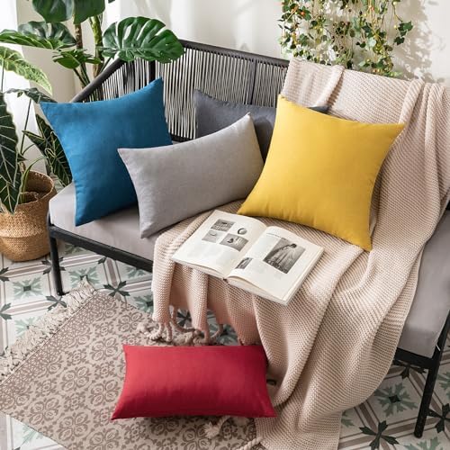 MIULEE Decorative Outdoor Pillow Covers Lumbar Waterproof 12x20 Yellow - Image 4