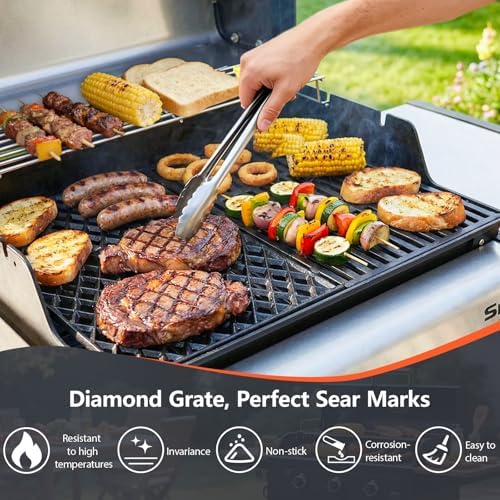 17.5" Dual Sided Diamond Sear Grill Grates for Weber Spirit 300/400 Series - Image 4