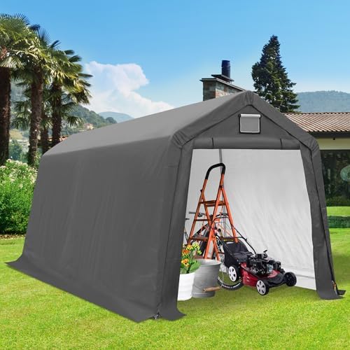 8x14 Ft Outdoor Storage Shelter, Heavy Duty Waterproof Portable Shed with Roll-up Zipper Door and Ventilated Windows for Motorcycle, Bike, Tools by 10x10FTHardtopWoodGazebo