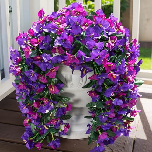Faux Bougainvillea Artificial Flowers Plants for Outdoors Outside Decor, 2pcs Fake Flowers Silk Long Trailing Vines UV Resistant Realistic Faux Flowers for Front Door Porch Planter Balcony Yard, Mix - Image 4