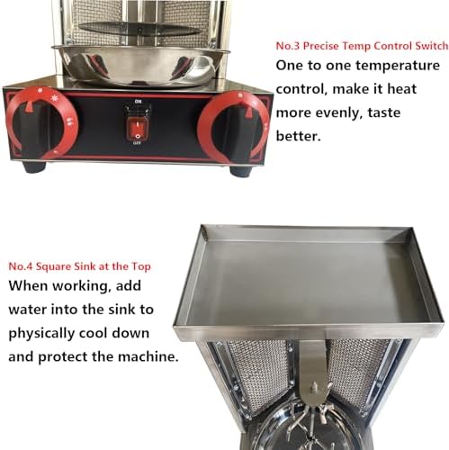 Shawarma Grill Machine with 2 Burners LP Gas Kebab Gyro Grill Machine Vertical Rotating Broiler for Commercial and Home Use - Image 4