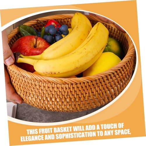 Rattan Woven round Basket, Vintage Storage Organizer - Image 6