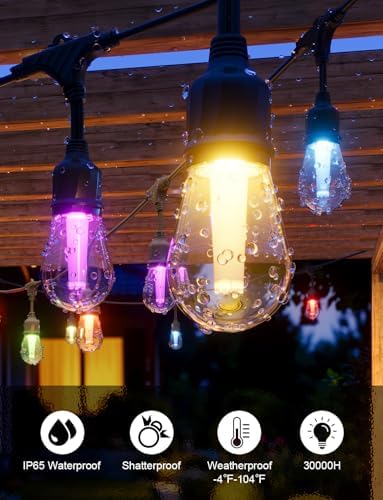 XMCOSY+ Smart Outdoor String Lights 49FT, LED Patio Lights with App Control - Image 6