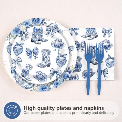 96Pcs Blue Chinoiserie Western Cowgirl Party Decoration Serves 24 - Image 2
