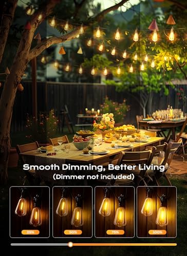 Brightown Outdoor String Lights, 150FT 47+2 LED ST38 LED Patio Lights Shatterproof, Dimmable IP65 Waterproof Connectable Hanging Outdoor Light for Backyard, Porch, Deck, Balcony - Image 4
