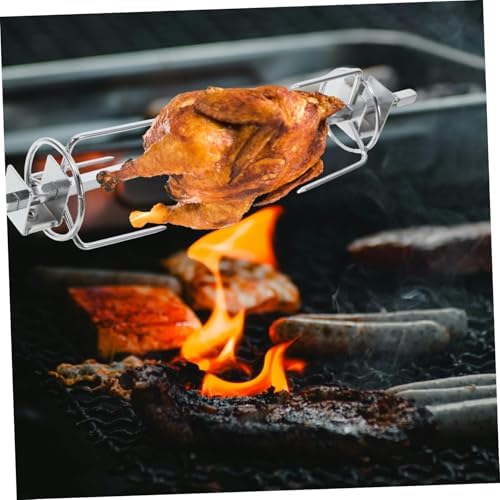 Stainless Steel Rotisserie Cage for Turkey Meat Bbq Skewer Basket with Automatic Rotating Function for Even Cooking Oven Air Fryer - Image 4