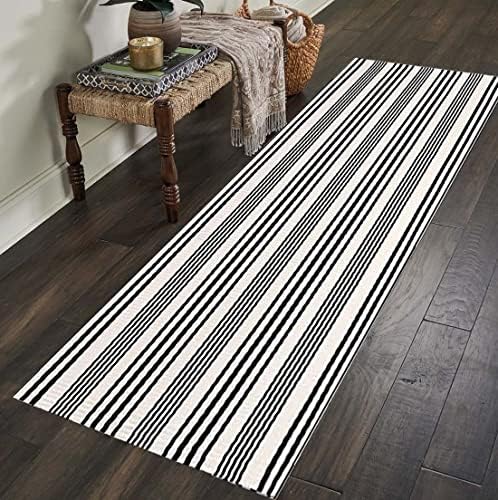 Black and White Striped Runner Rug 2x6ft,Washable Outdoor Entryway Rug - Image 4