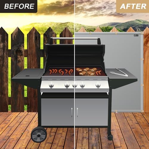 Heat Shield for Wall Behind Grill, 10'X3' Outdoor Grill Heat Shield Mat Grey Fireproof Fence Cover and Screen Heavy Duty BBQ Wall Protector Deck Railing Protection from Grill - Image 4