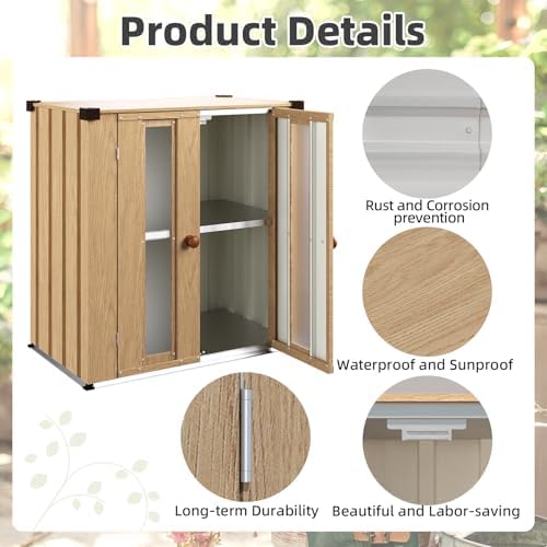 AECOJOY Outdoor Storage Cabinet Waterproof with Floor & Adjustable Shelves - Image 6