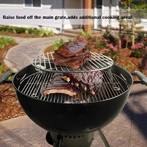 Grill Expander Rack Stack Rack Expansion Grilling Rack Stainless Steel Fit Large & XL Big Green Egg Weber Kettle 22 Inches Charcoal Grill Kamado Joe,18" or Bigger Diameter Grill - Image 5