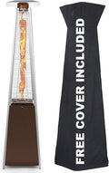 Golden Flame Resort Model 49,000 BTU NATURAL GAS Glass-Tube Flame Patio Heater in Rich-Mocha Matte Finish with Mobility Wheels and Protective Cover by GoldenFlame