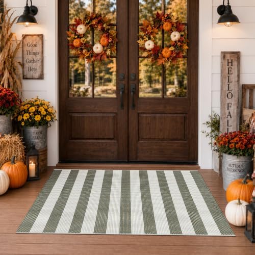 OJIA Outdoor Rug 3'x5' Washable Entryway Rugs Front Door Mat Porch Rug by OJIA