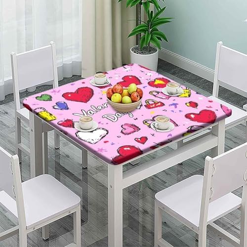Card Table Tablecloths, Love is in The Air Pattern Printed on Stain Resistant Outdoor Table Cover, Great for Restaurants Family Events, Fit for 40" x 40" Square Tables - Image 2
