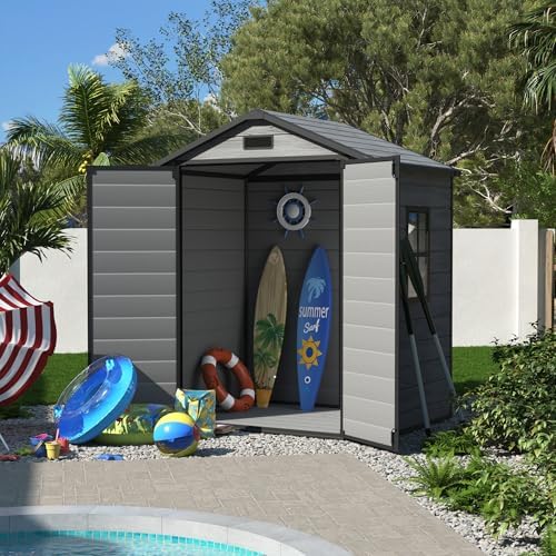 UDPATIO Resin Storage Shed 6x4.5FT, Outdoor Garden Plastic Shed, Dark Grey - Image 6