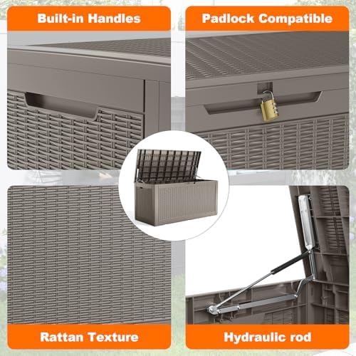 125 Gallon Outdoor Storage Box, Large Waterproof UV Resistant Deck Box, Lockable Storage Container for Patio Furniture Cushions Garden Tools and Pool Accessories(Grey, 125 Gallon) - Image 4