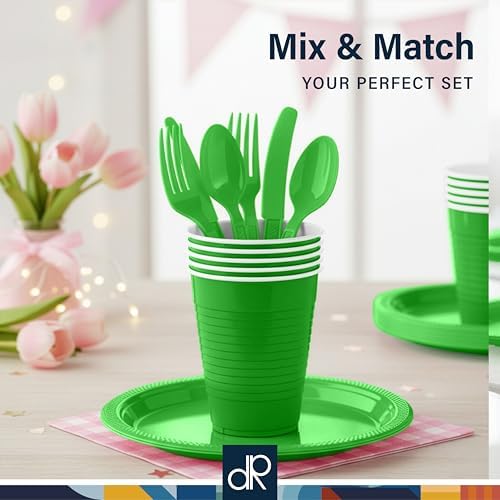 DecorRack Dark Green Plastic Cups, 12 oz Disposable Cups, Reusable Party Supplies (40 Count) - Image 4