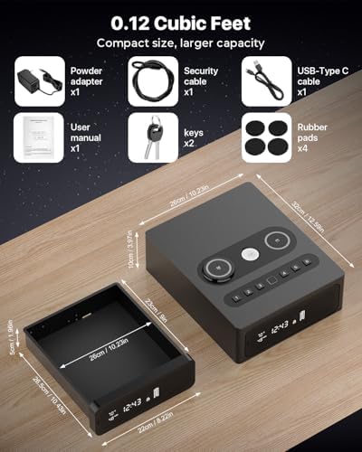 Biometric Gun Safe, 0.1S Fingerprint Access & 3-in-1 Wireless Charging - Image 5