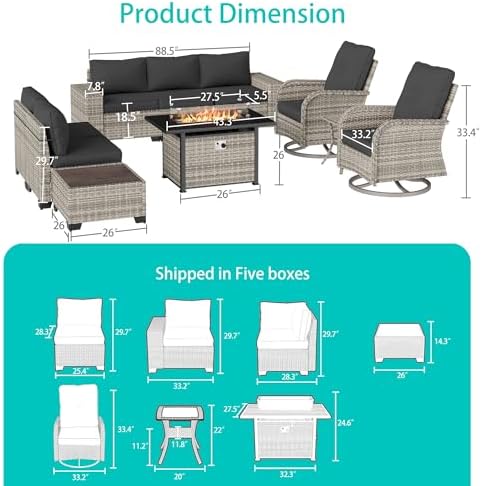 Outdoor Patio Furniture Set PE Wicker Rattan Outdoor Sectional Sofa - Image 5
