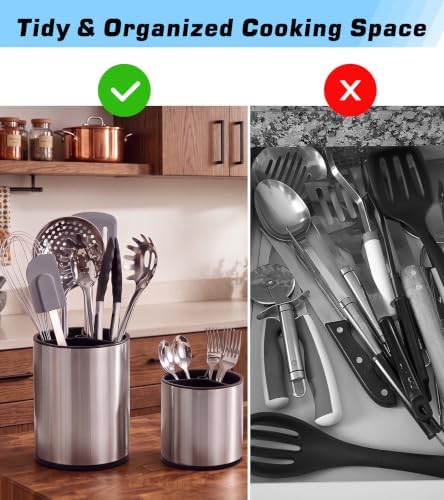 360°Rotating Kitchen Utensil Holder, 8"+5.5" Utensil Crocks for Countertop - Image 6
